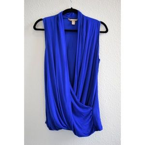 Banana Republic Bright Blue Plunge Neck Top